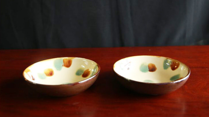 【仲間陶房】ふるさと納税お礼品：5寸浅鉢三彩